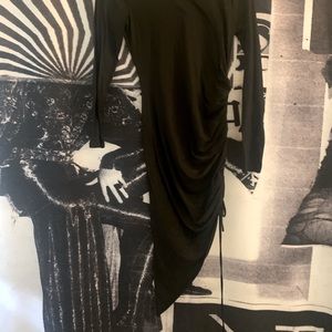 Long sleeve drawstring asymmetrical dress